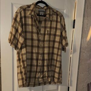 Columbia Men's Casual Plaid Shirt - Tan and Brown